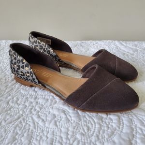 Toms Jutti D’orsay flats, Pavement Gray, Suede/Leopard Print